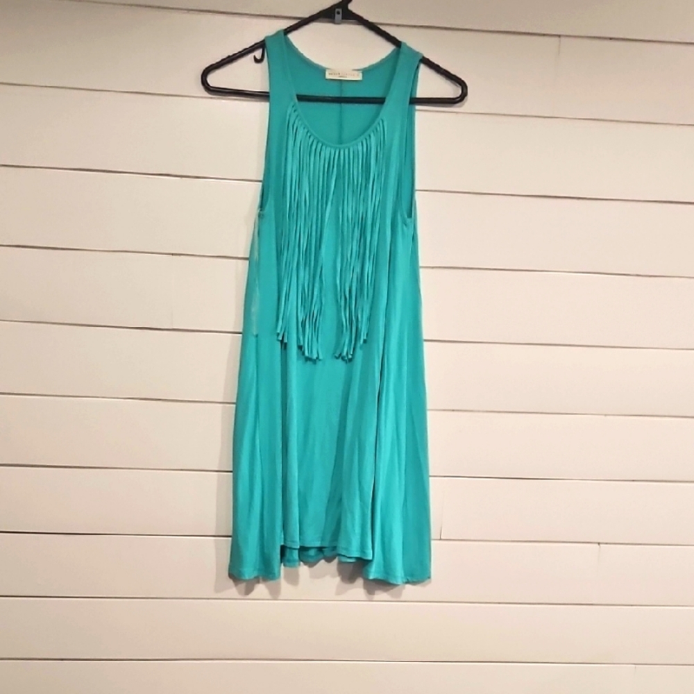 Wasabi+mint Teal Fringe Dress.